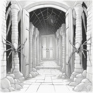 AI fantasy dungeon corridor.  sumo work created by 