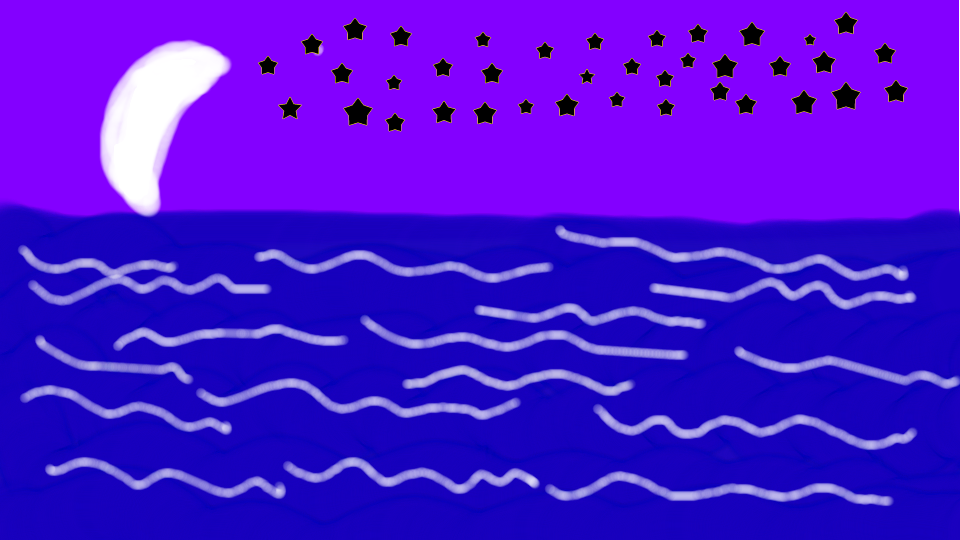 Ava the beach at night - created by Ava Deuxberry with paint