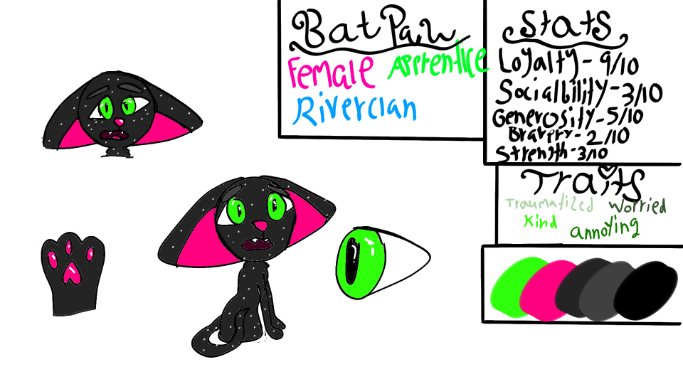 Batpaw Ref Sheet - created by Lane with paint