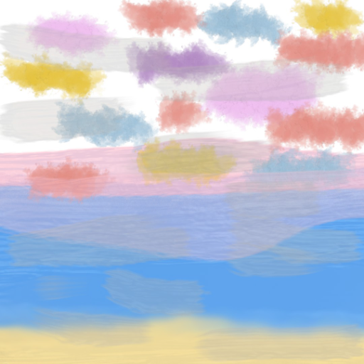 Colorful clouds with a beach - created by Everest~the~lynx with paint