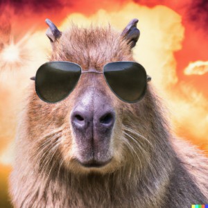 OpenAI DALLE capybara in front of explosion  sumo work created by 