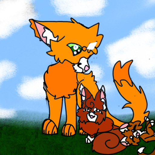 Firestar and squirrelkit and leaf kit - created by SandPaw and dustPaw with paint