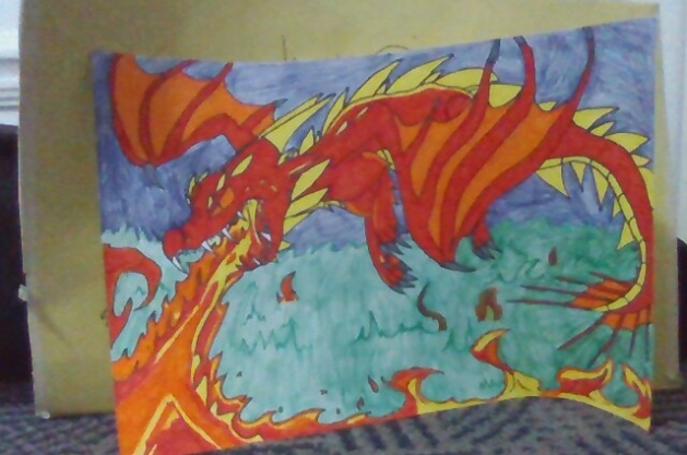 Flaming dragon?? - created by Lonlykim with paint