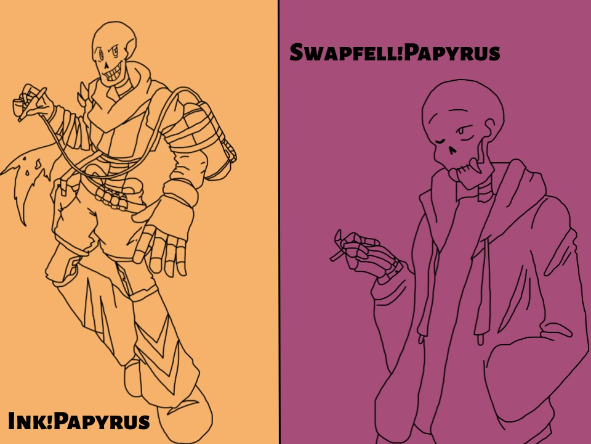 For Nathan_Sans: Ink!Papyrus &amp; Swapfell!Papyrus - created by CookieCream with paint