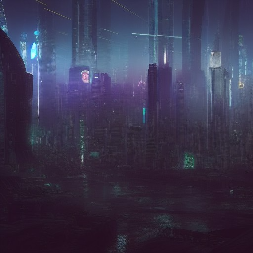 Futuristic Nighttime Cyberpunk City - created by Henri Huotari with paint
