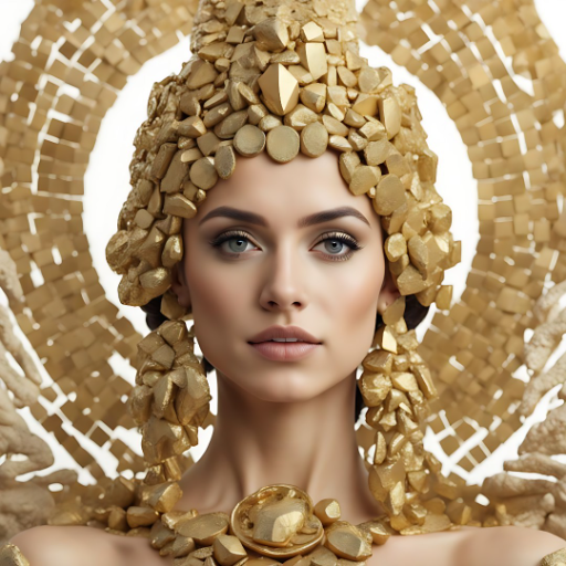 Golden Rocks Woman (AI) - created by Henri Huotari with paint