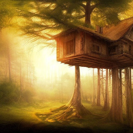 house in forest - created by (づ｡◕‿‿◕｡)づ with paint