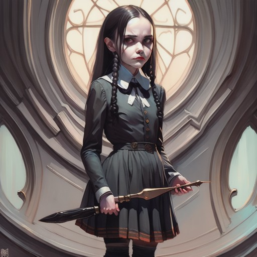 I asked AI to draw Wednesday Addams - created by Lilly Loiterton with paint