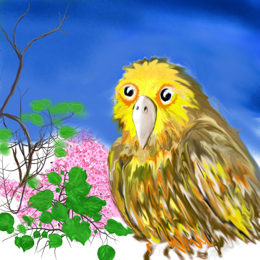 Kakapo - created by Richard Delwiche with paint