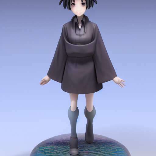 lain iwakura 3d figurine - created by Animugrill with paint