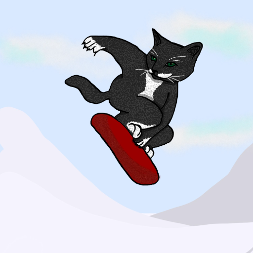 Luna snowboarding - created by Lily Ryder with paint