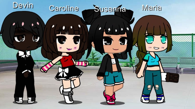 Me and my friends in gacha! Little bit of drawing - created by SUS-anna2 with paint