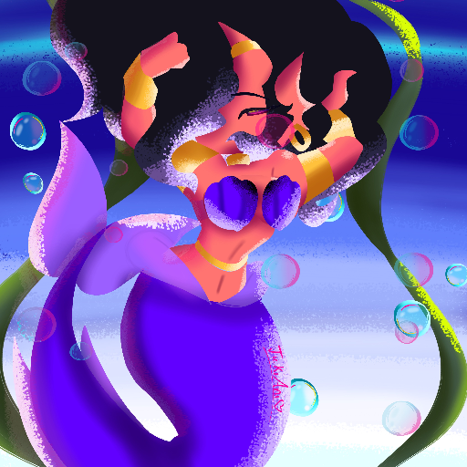 Mermaid Oc!! Lineless Art! - created by Juki Ani with paint