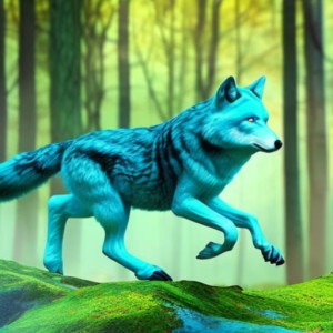 mia my grey wolf theriotype running in the woods  sumo work created by 
