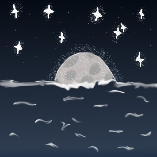 moonrise over the sea - criado por midnight wich com paint