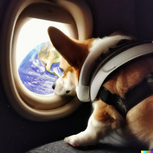 OpenAI DALLE Corgi exploring space - created by Antti with photo