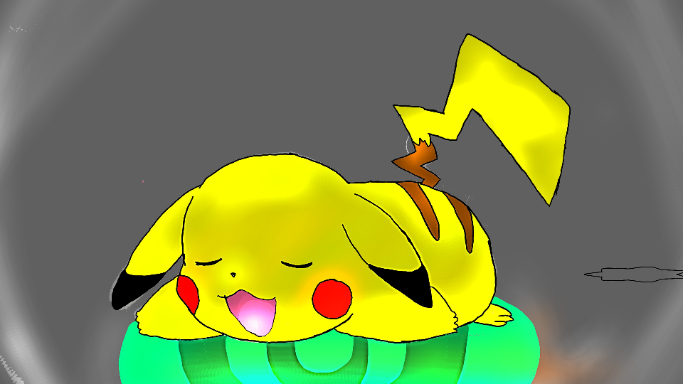 pikachu sleeping - created by Kokokid with paint