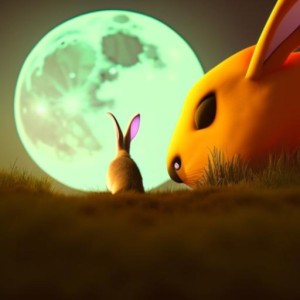 Rabbit in moon  sumo work created by 