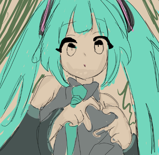 Sketch of miku - created by Bubblegum 👩🏾 with paint