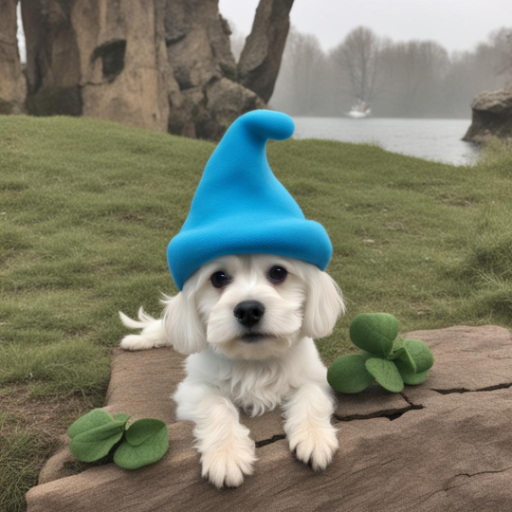 Smurf dog - created by Smurf cat with paint