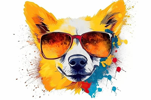 sunglasses dog - created by Maci Bassett with paint