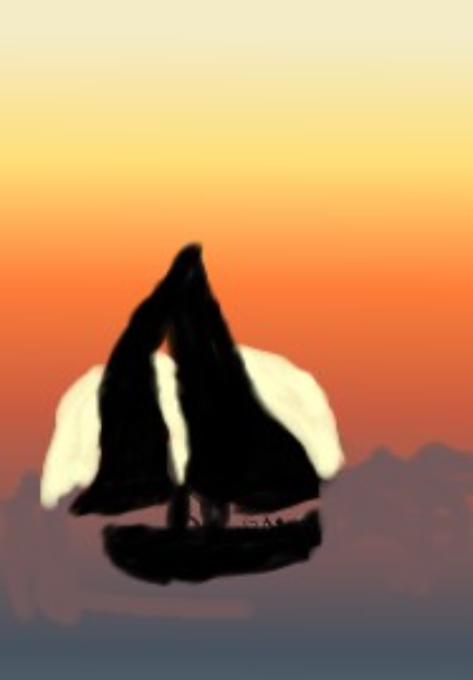 Sunset sailing - создано Ellison Corr с paint