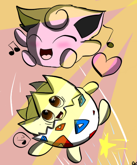 Togepi and Jigglypuff - created by Lonlykim with paint
