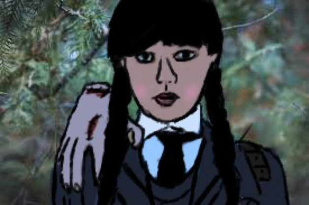 Wednesday Addams - created by Lilly Loiterton with paint