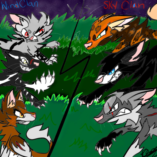 WindClan Vs SkyClan For SHatter Heart - created by Lonlykim with paint