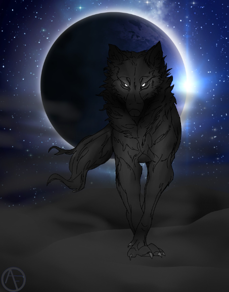Lunar eclipse spirit wolf - gemaakt door Commander Phoenix met paint